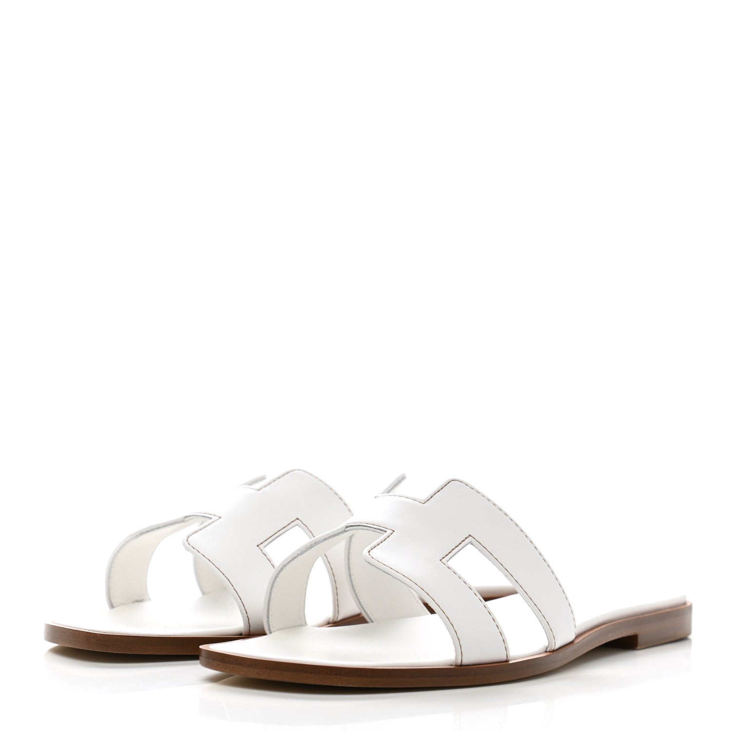 Hermes Box Calfskin Oran Sandals 37.5 White 3 of 8