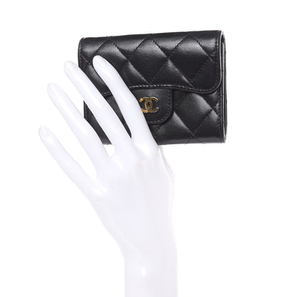 Chanel Lambskin Quilted Flap Card Holder Wallet Black 2 of 10