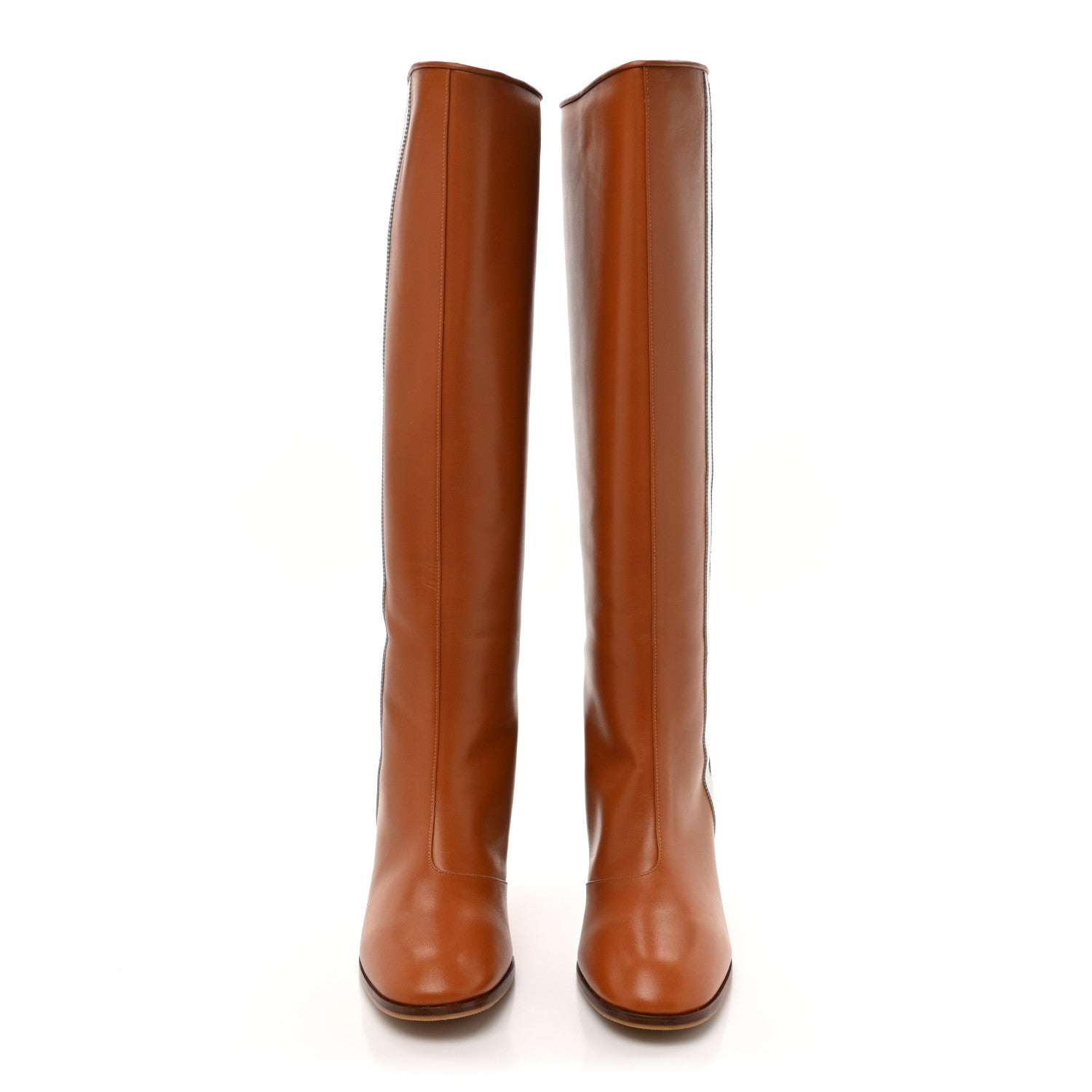 Gucci X ADIDAS Calfskin Elizabeth Knee Boots 39 Royal Cognac Great White 2 of 12