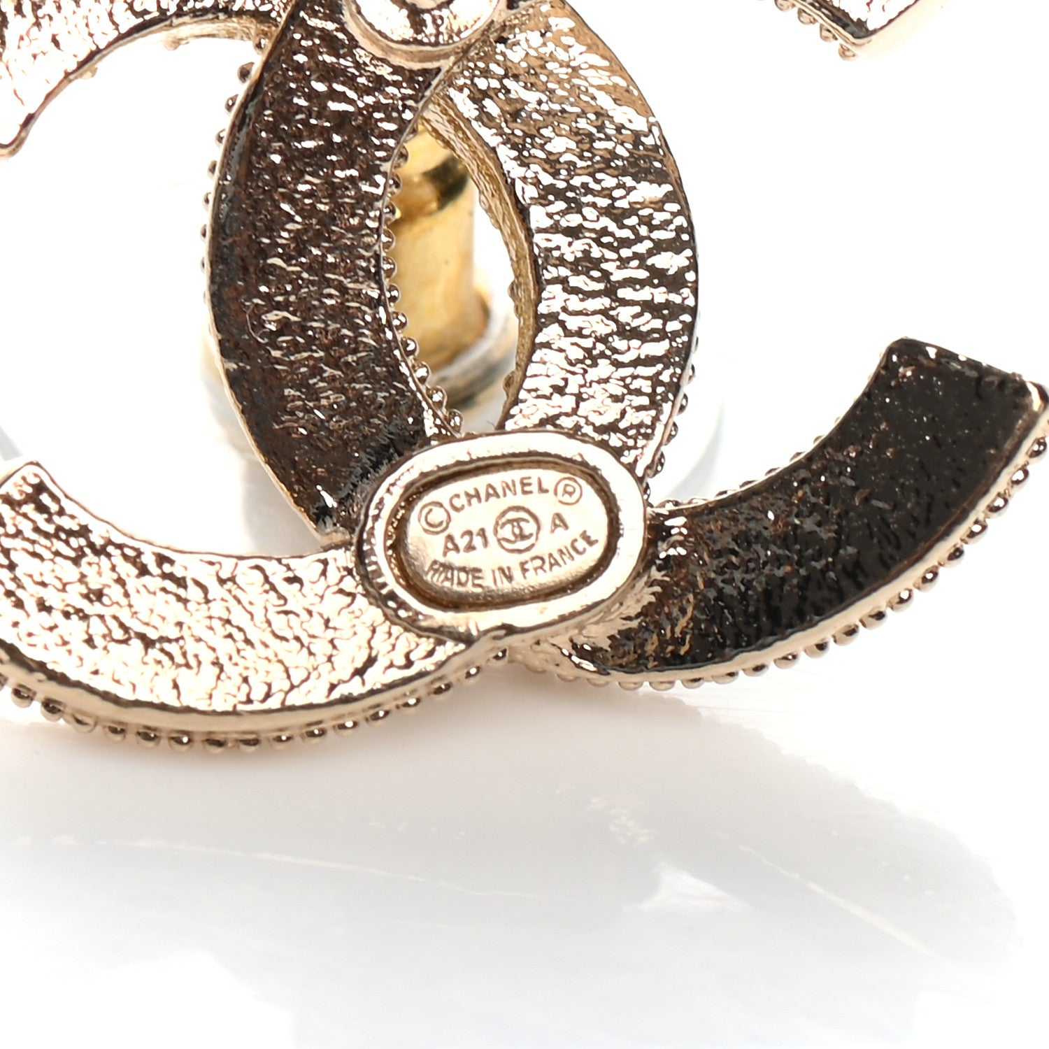 Chanel Resin Pearl CC Earrings Gold Black 4 of 5