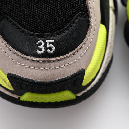Balenciaga Fabric Mesh Womens Triple S Sneakers 35 Grey Black Jaune Fluo 9 of 11