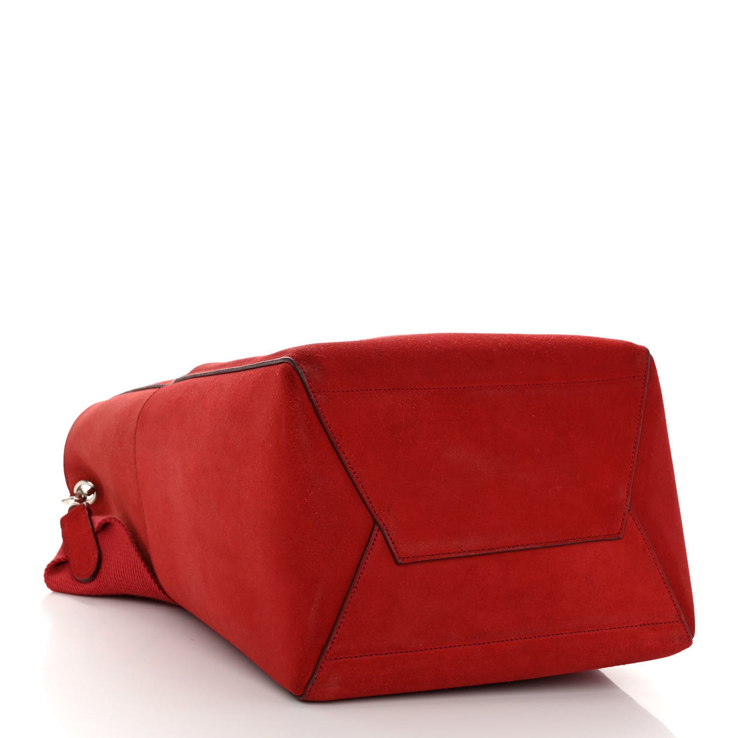 Suede Calfskin Sangle Bucket Bag Red