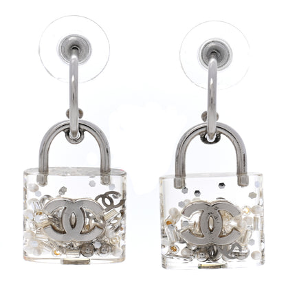 Chanel Resin Pearl CC Padlock Earrings Grey 1 of 4
