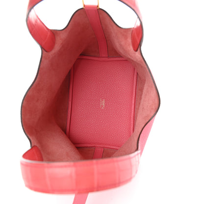 Hermes Taurillon Clemence Matte Alligator Picotin Lock Touch 18 PM Rose Azalee 5 of 10