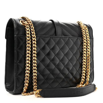 Saint Laurent Grain De Poudre Textured Mixed Matelasse Triquilt Medium Monogram Satchel Black 3 of 14
