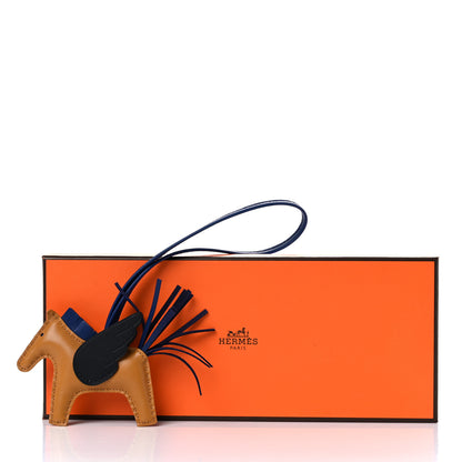 Hermes Milo Lambskin Grigri Rodeo Pegase Horse Bag Charm Sesame Black Bleu Saphir 5 of 5