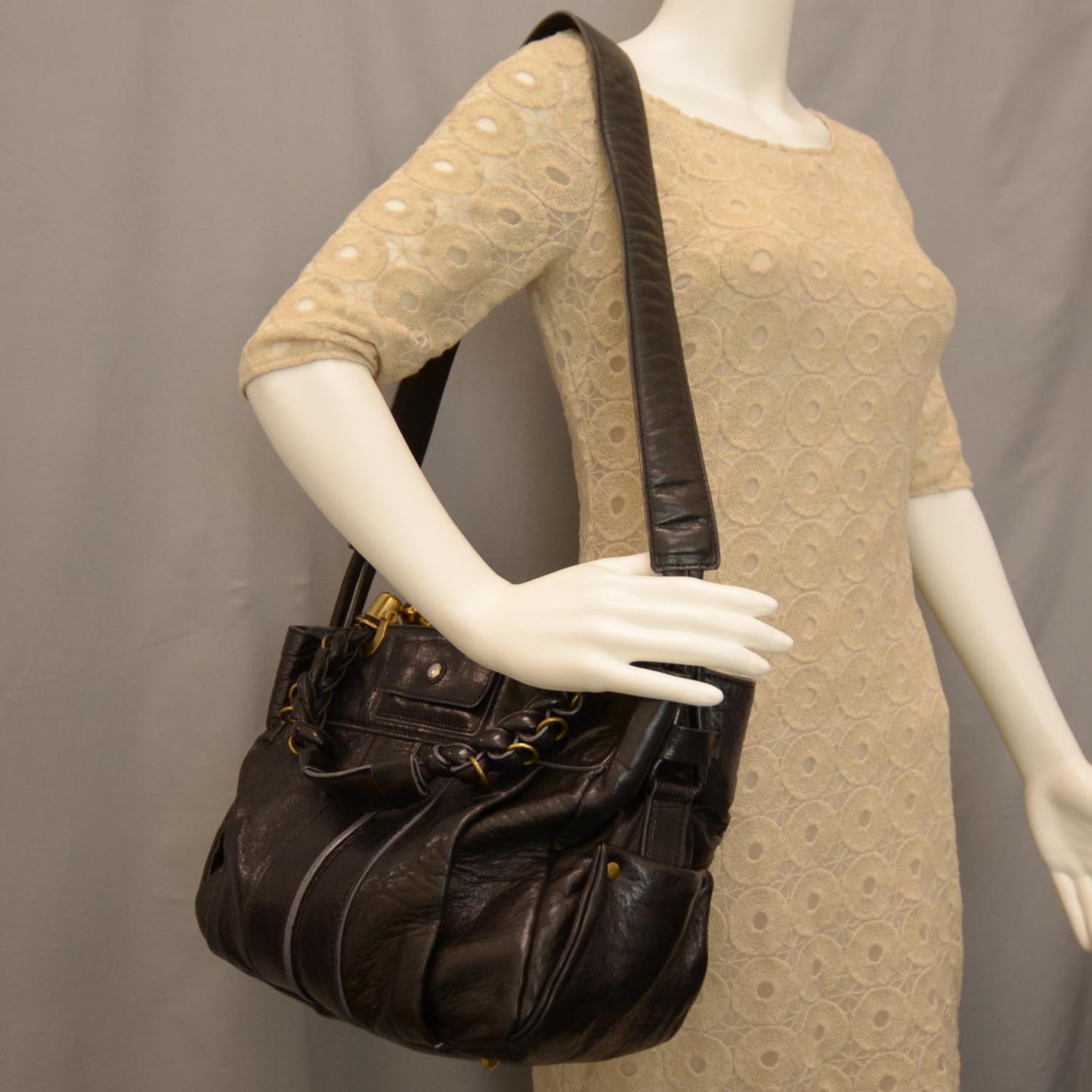 Leather Heloise Satchel Black