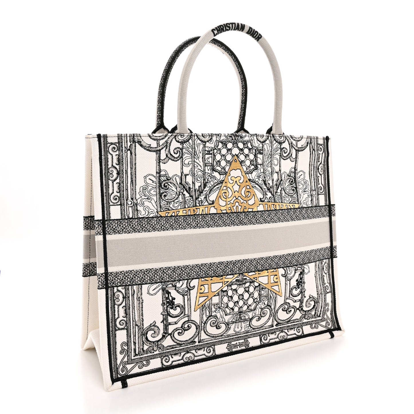 Canvas Embroidered Large Around The World Book Tote Black