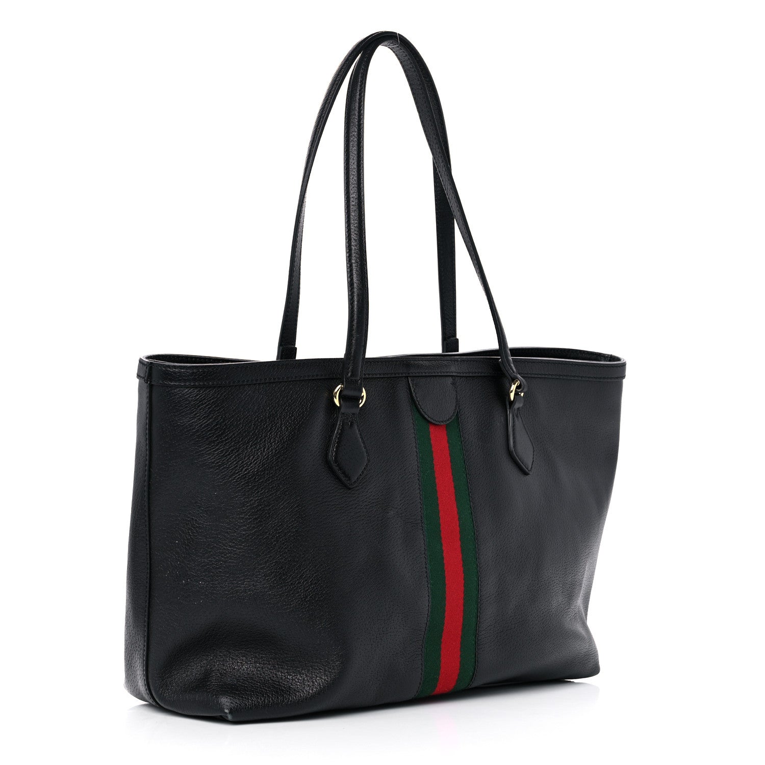 Gucci Textured Calfskin Web Medium Ophidia Shopping Tote Black 3 of 15