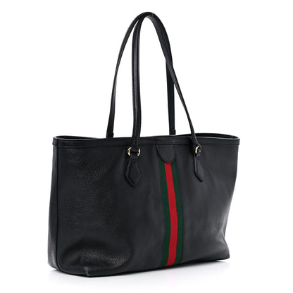 Gucci Textured Calfskin Web Medium Ophidia Shopping Tote Black 3 of 15