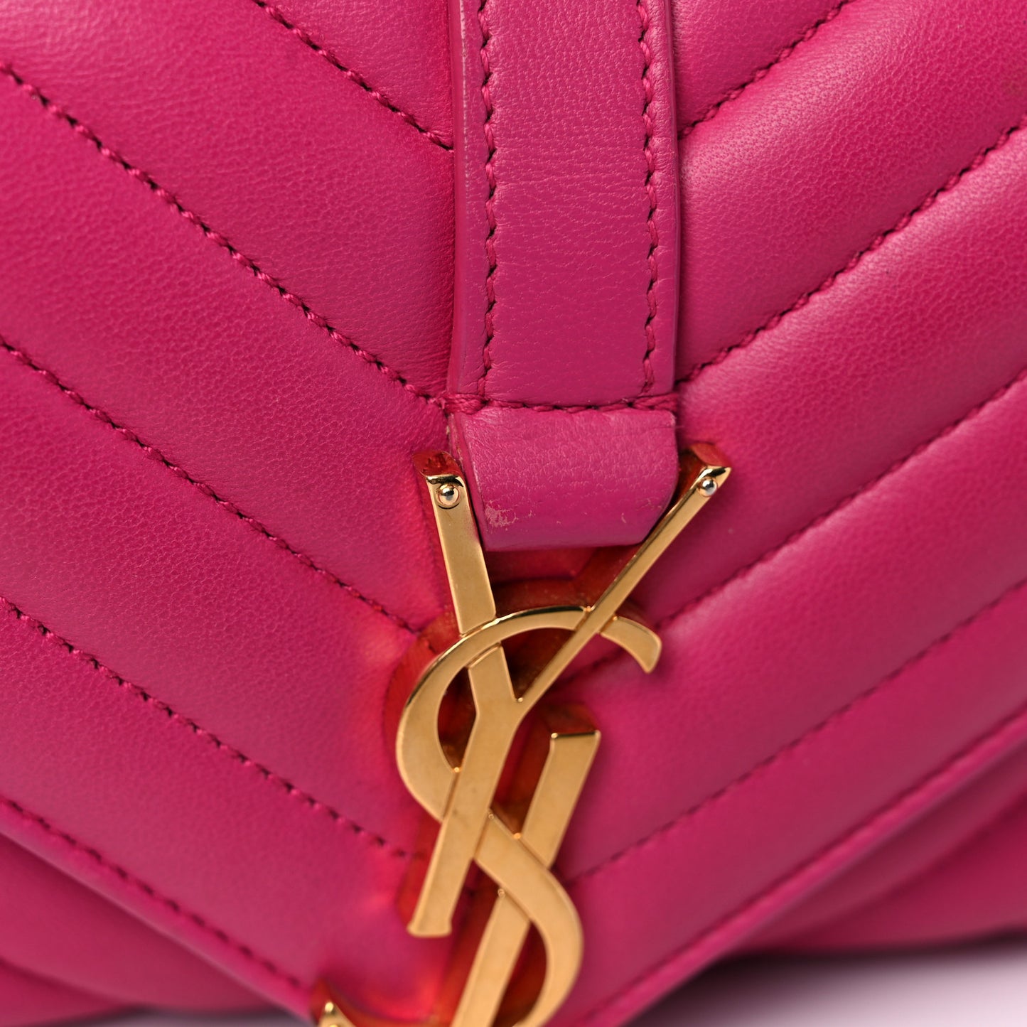 Calfskin Matelasse Chevron Classic Monogram Baby Chain Bag Fuchsia