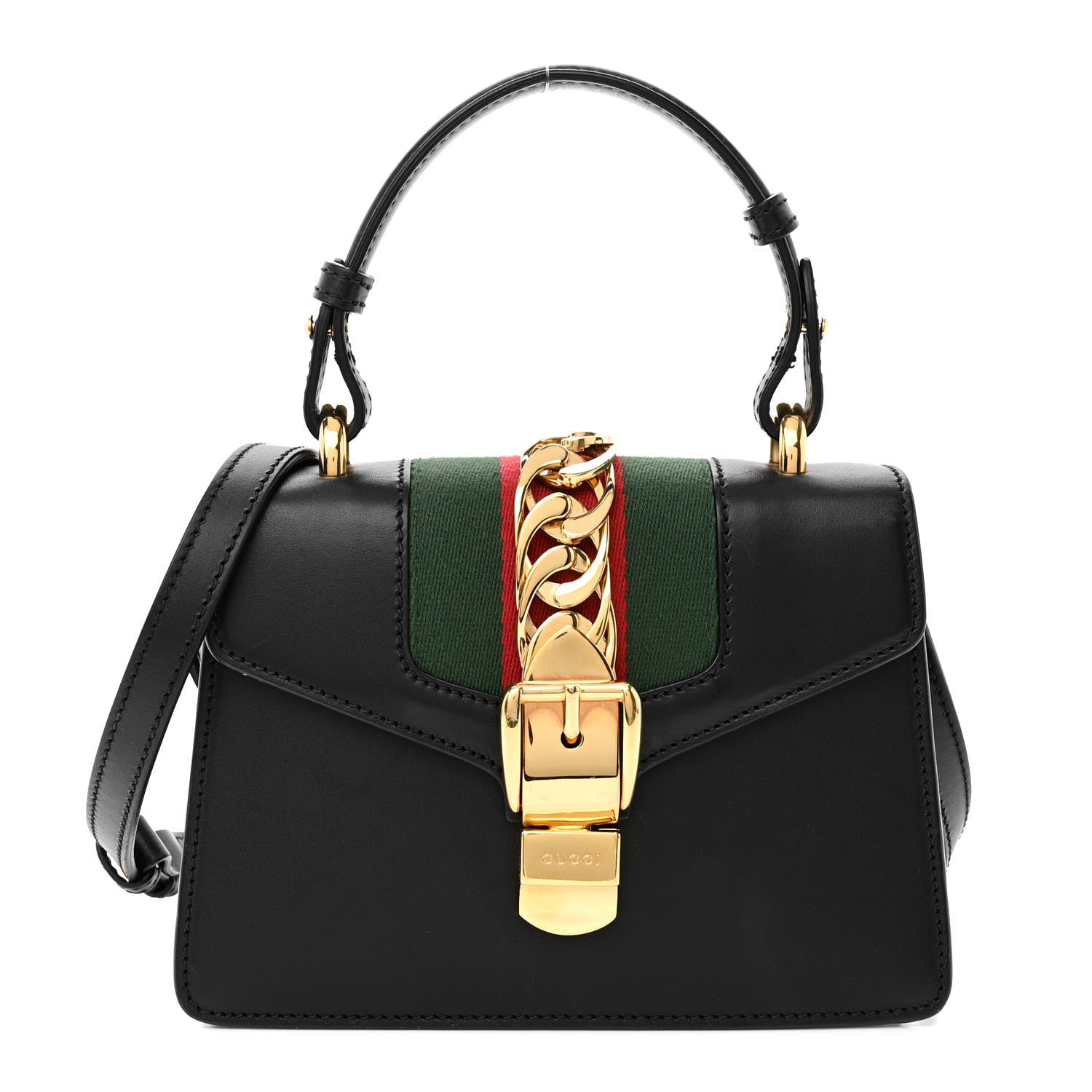 Gucci Calfskin Mini Sylvie Top Handle Bag Black 1 of 14