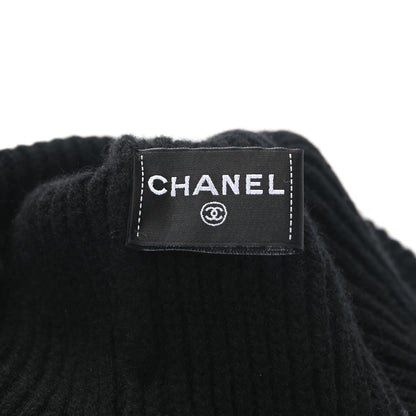 Chanel Cashmere Sequin Logo Beanie Hat Black Gold 4 of 5