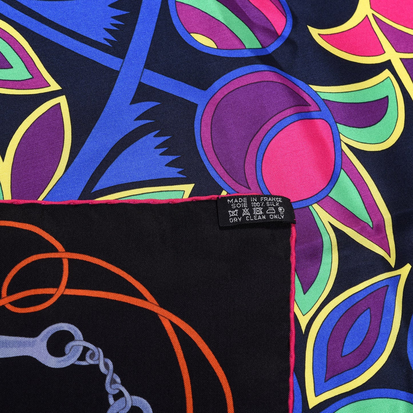 Silk Folklore Scarf 140 Caban Black Fuchsia