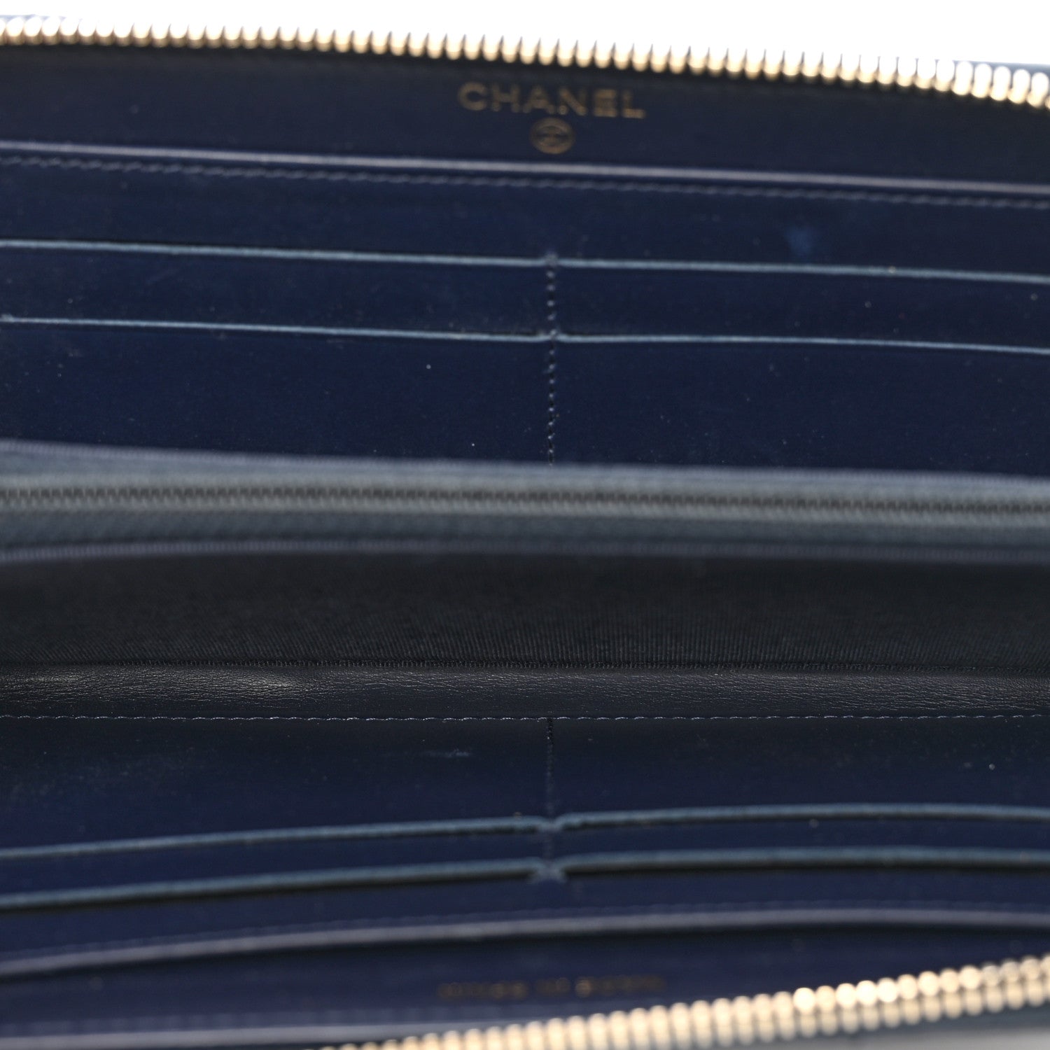 Chanel Caviar Quilted Large Gusset Zip Around Wallet Navy 5 of 13