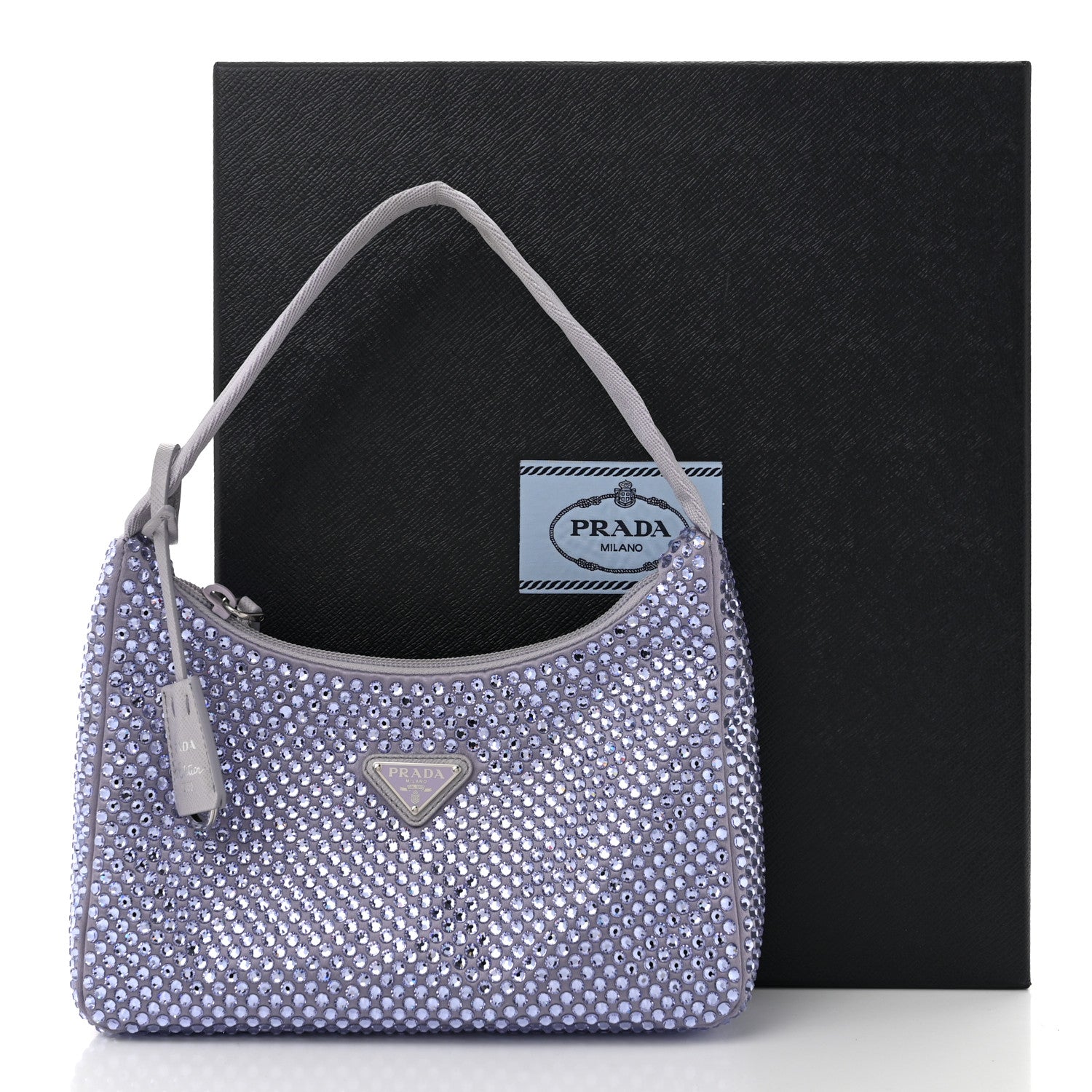 Prada Satin Crystal Mini Re-Edition 2000 Bag Glicine 1675679