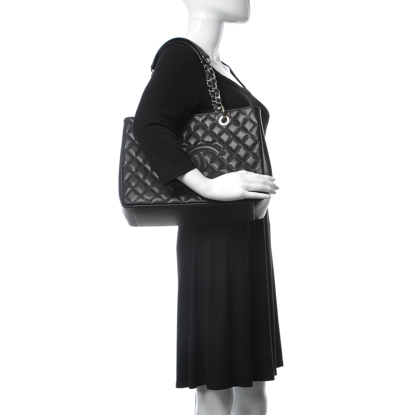 Caviar Quilted Grand Shopping Tote GST Black
