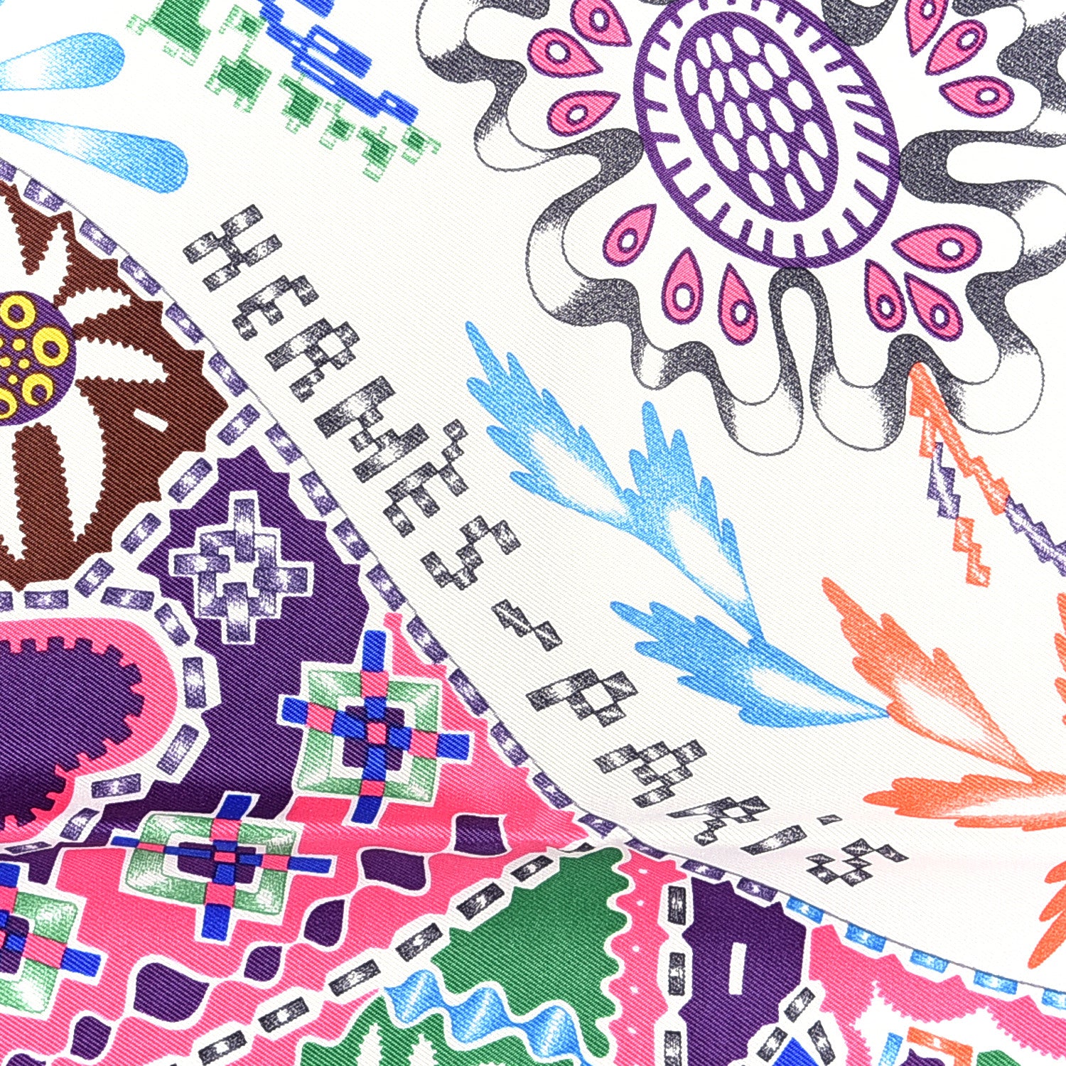 Hermes Silk Gavroche En Attendant Ulysse Scarf 45 Rose Vif Blanc Rose Vif White Multicolor 2 of 3