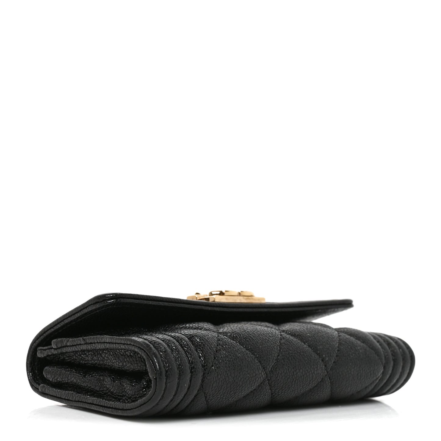 Caviar Quilted Boy Flap Card Holder Black