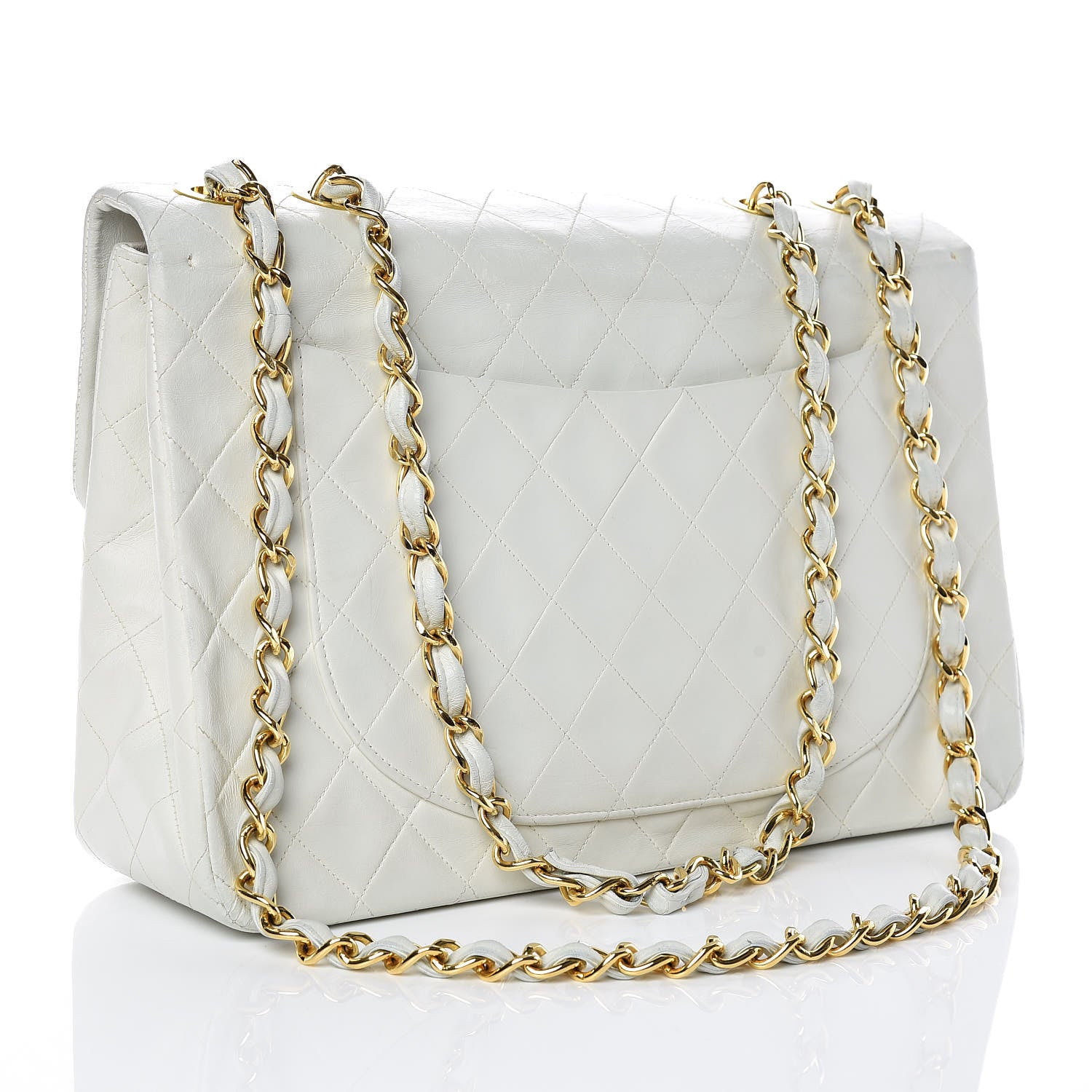 Chanel Lambskin Quilted XL Jumbo Single Flap White 3 of 18