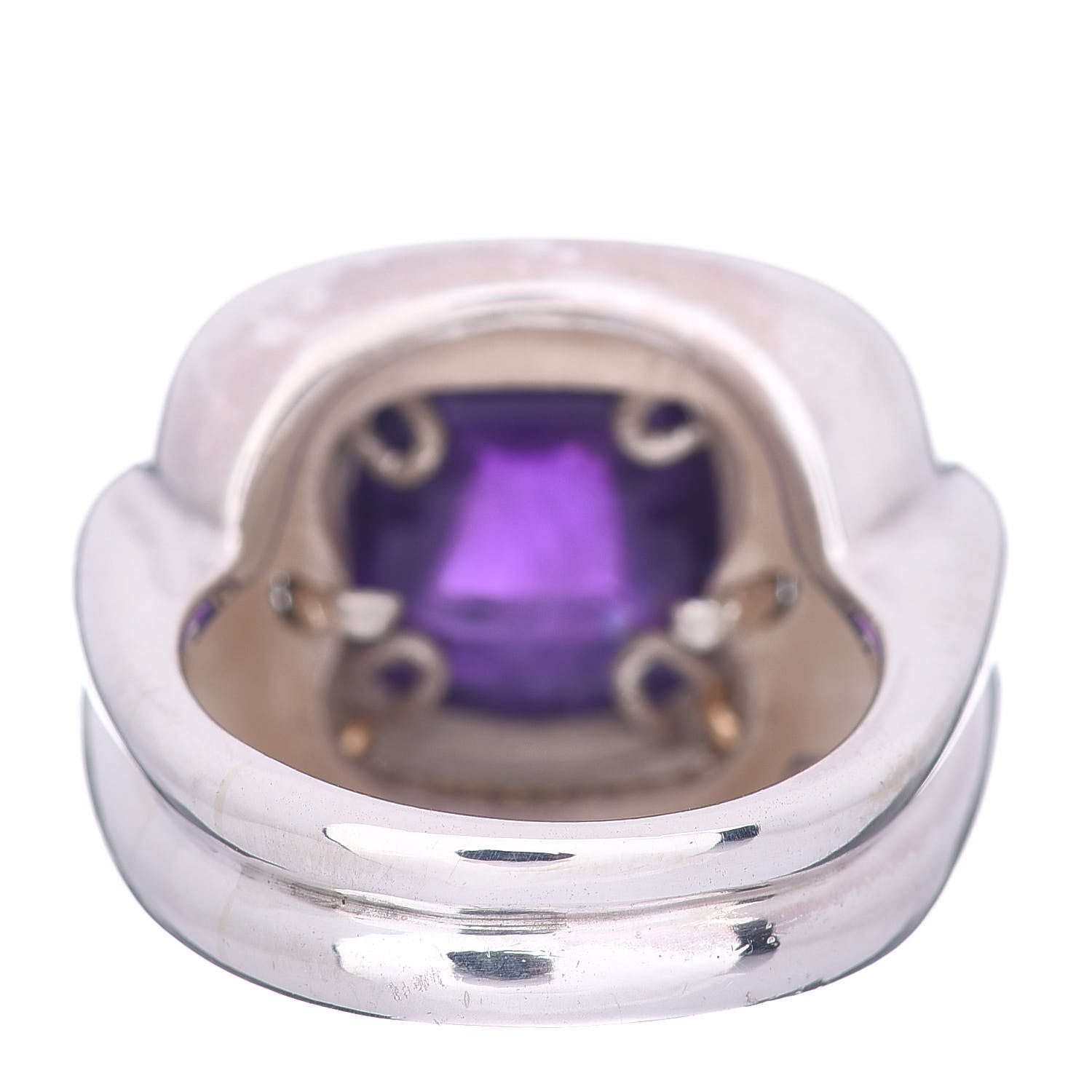 Tiffany Sterling Silver 18K Yellow Gold Amethyst Cabochon Ring 56 7.5 4 of 6