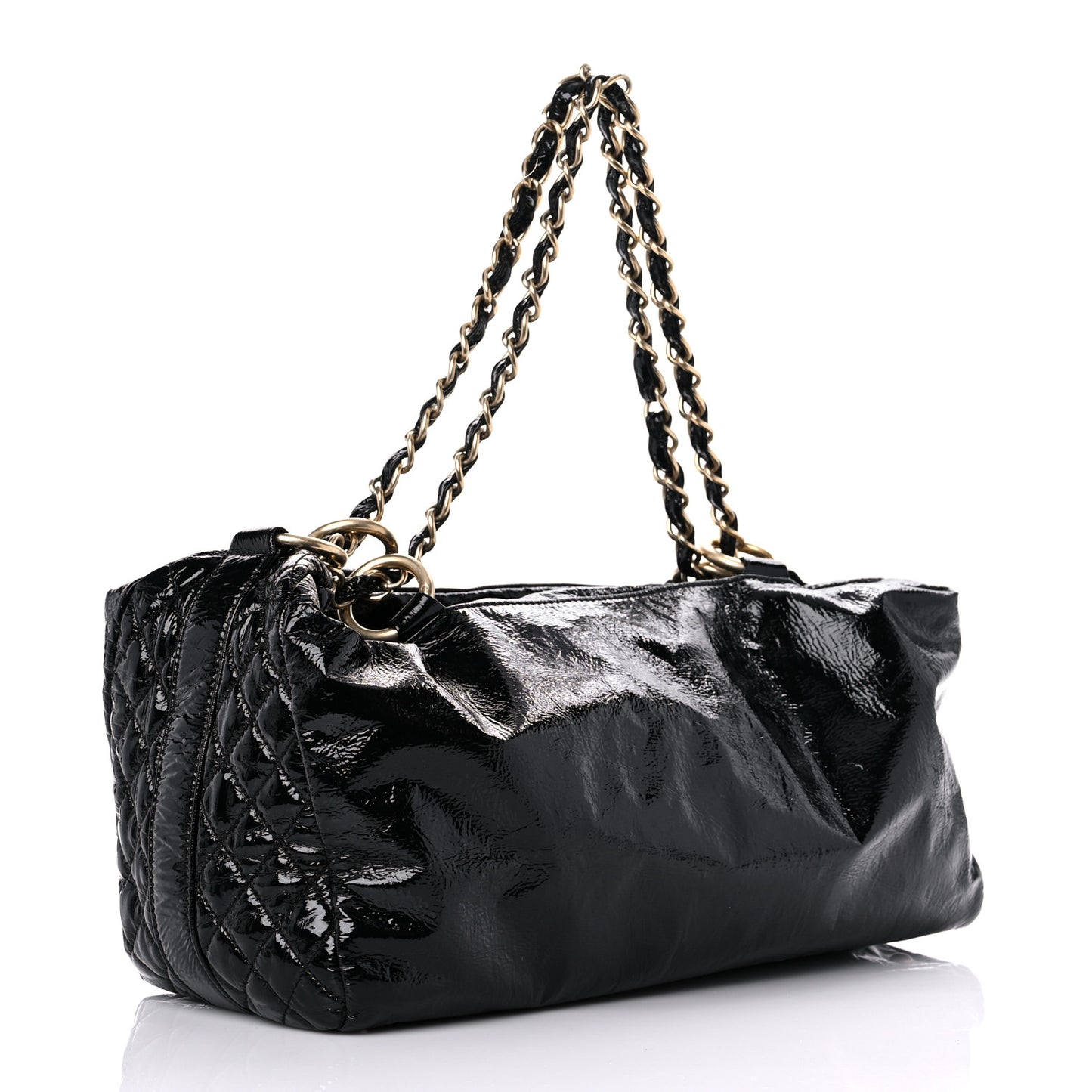 Patent Quilted CC Tote Black