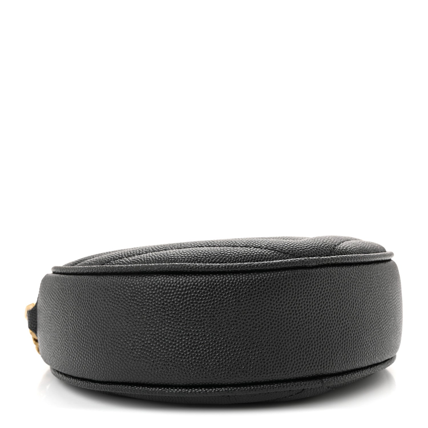 Saint Laurent Grain De Poudre Matelasse Chevron Quilted Round Vinyle Camera Bag Black 4 of 10
