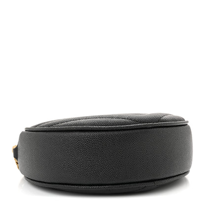 Saint Laurent Grain De Poudre Matelasse Chevron Quilted Round Vinyle Camera Bag Black 4 of 10