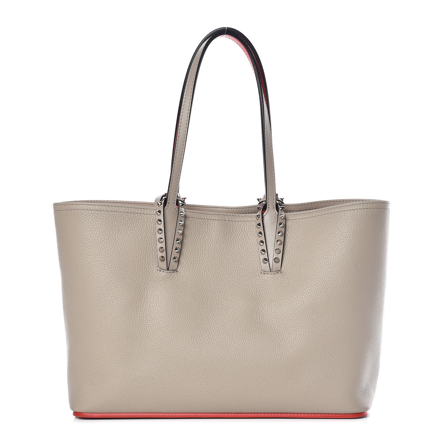 Calfskin Spikes Small East West Cabata Tote Gray