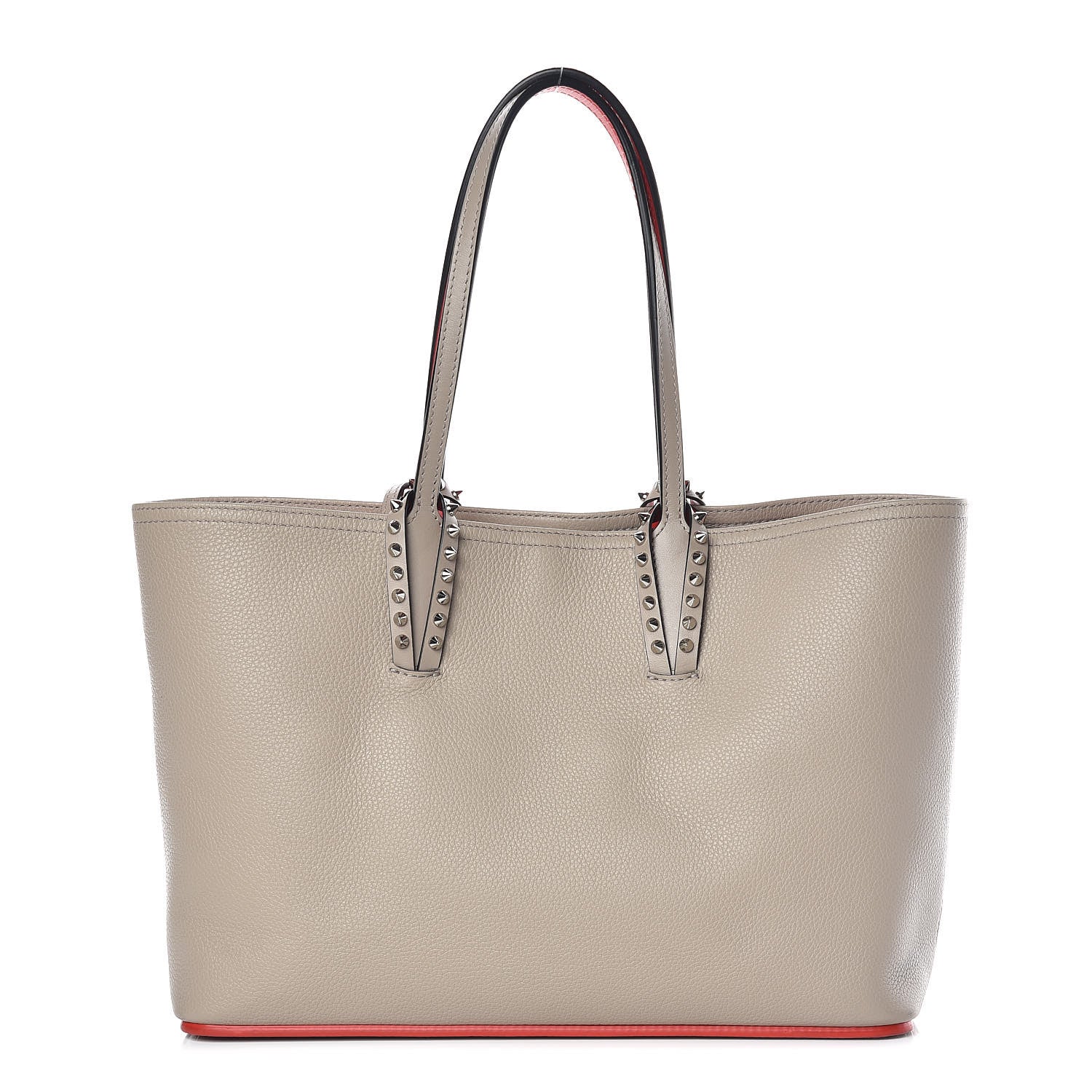 Christian Louboutin Calfskin Spikes Small East West Cabata Tote Gray 3 of 15