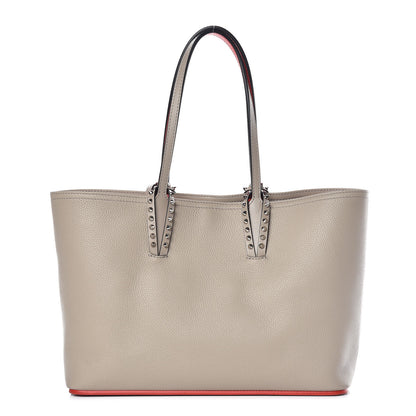 Christian Louboutin Calfskin Spikes Small East West Cabata Tote Gray 3 of 15