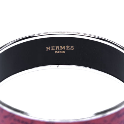 Hermes Enamel Printed Handwriting Wide Bracelet 62 4 of 5