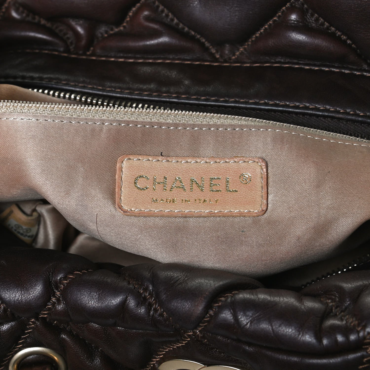 Chanel Calfskin Bubble Quilt Bowler Dark Brown 9 of 13