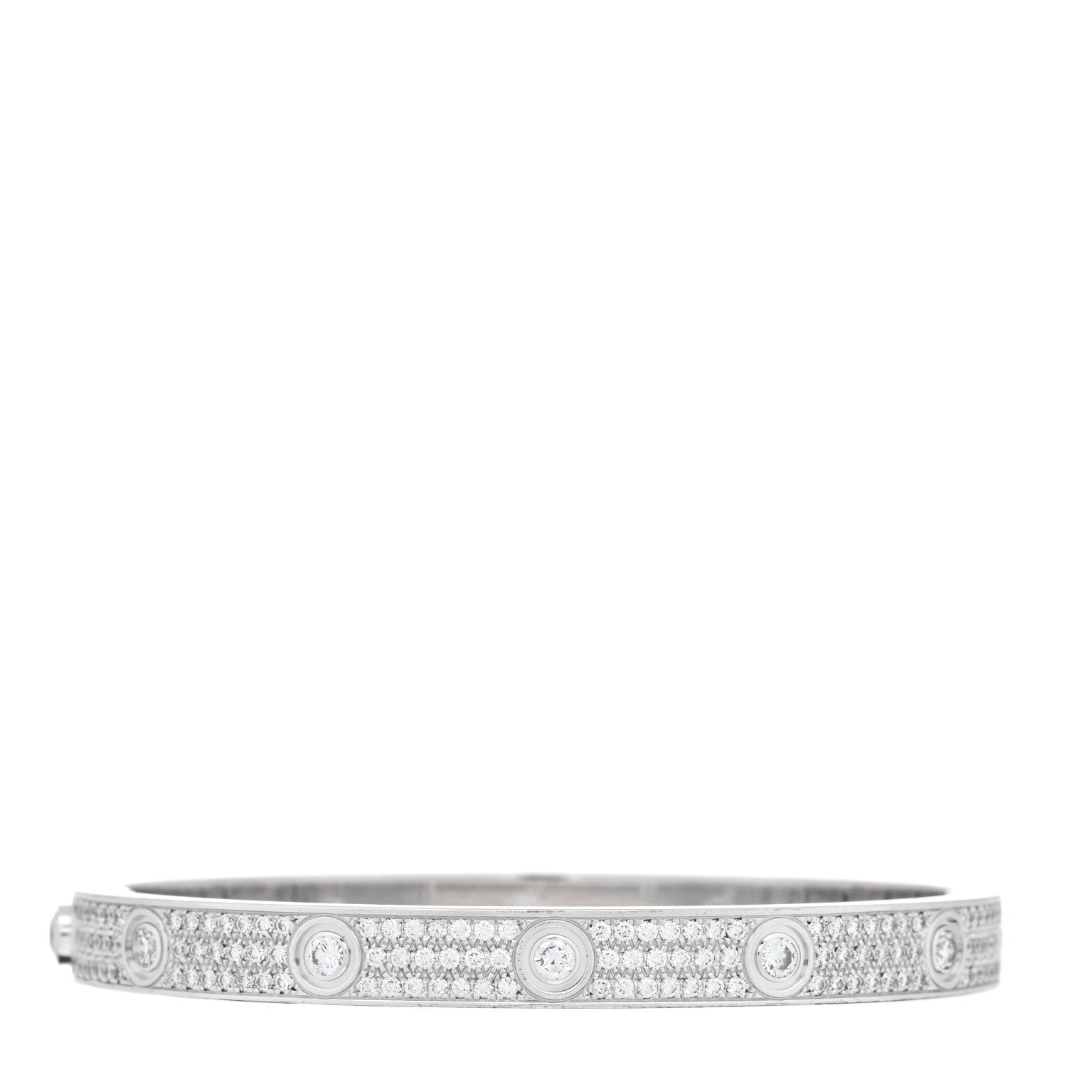 Cartier 18K White Gold Diamond LOVE Full Paved Bracelet 18 1 of 4
