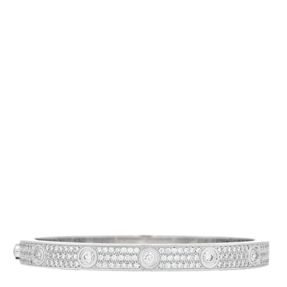 Cartier 18K White Gold Diamond LOVE Full Paved Bracelet 18 1 of 4
