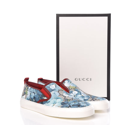Gucci GG Supreme Monogram Blooms Womens Slip On Sneakers 40.5 Beige Blue Navy Red 10 of 10