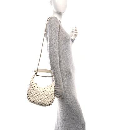 Valentino Garavani Nappa Small Rockstud Spike Hobo Ivory 2 of 9