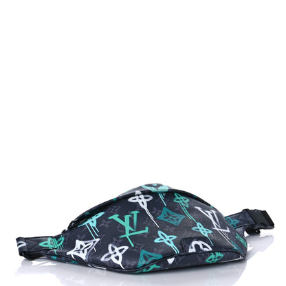 Louis Vuitton Monogram Eclipse LV Graffiti Discovery Bumbag Green Lights 6 of 8