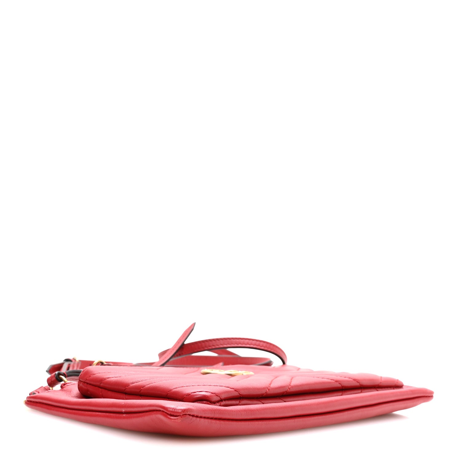 Gucci Calfskin Matelasse Small GG Marmont Double Zip Shoulder Bag Hibiscus Red 4 of 10