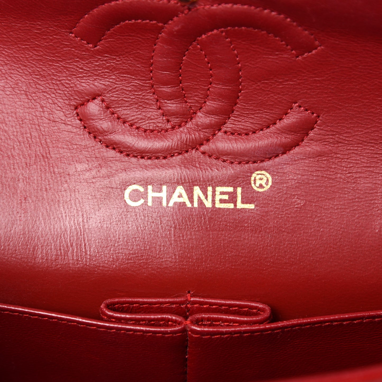 Lambskin Quilted Medium Double Flap Red