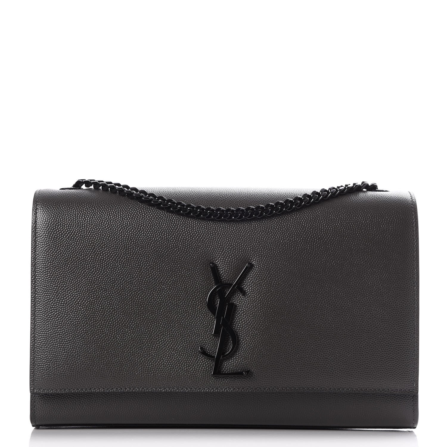 Saint Laurent Grain De Poudre Medium Classic Monogram Kate Satchel Coal 1 of 6