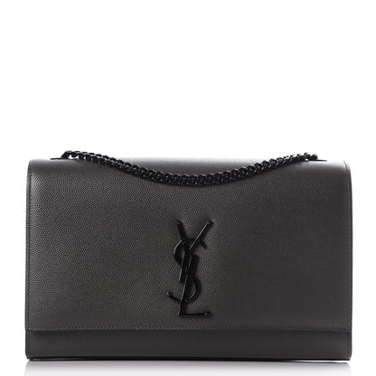 Saint Laurent Grain De Poudre Medium Classic Monogram Kate Satchel Coal 1 of 6