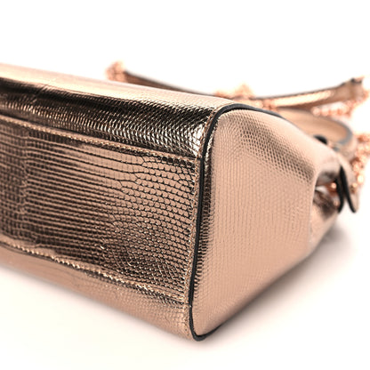 Fendi Metallic Lizard XS Peekaboo Iconic Satchel Rose Gold 9 of 9