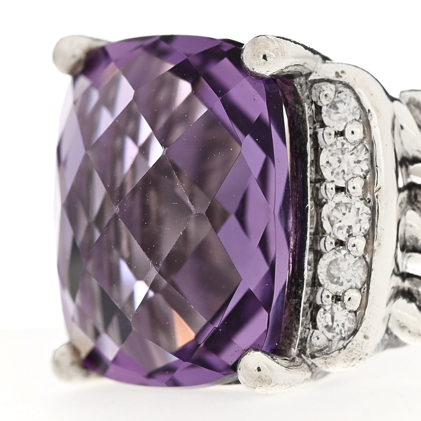 Sterling Silver Diamond Amethyst 10mm Petite Wheaton Ring 54 6.75