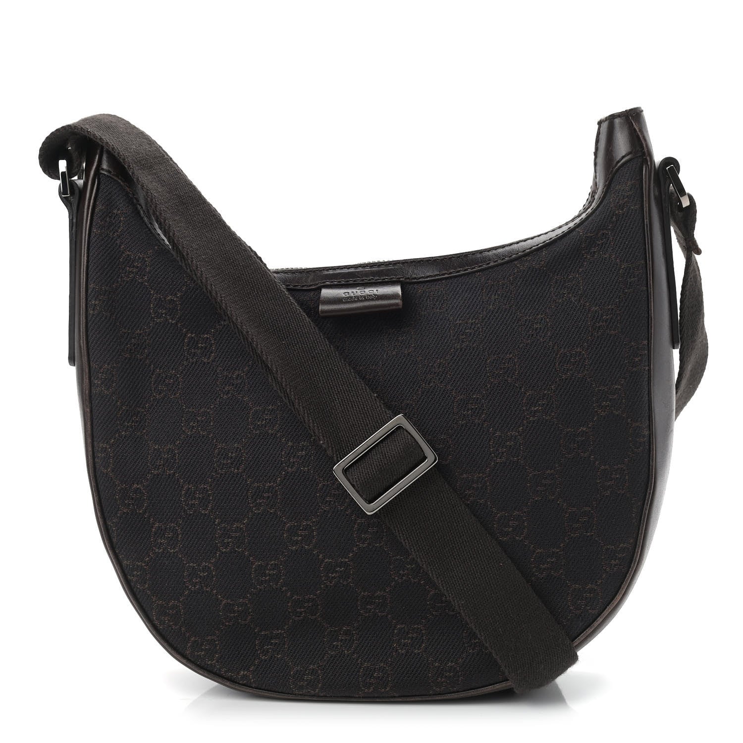 Gucci Denim Monogram Shoulder Bag Brown 1 of 18