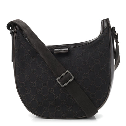 Gucci Denim Monogram Shoulder Bag Brown 1 of 18