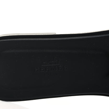 Hermes Box Calfskin Oran Sandals 37.5 Black 8 of 9