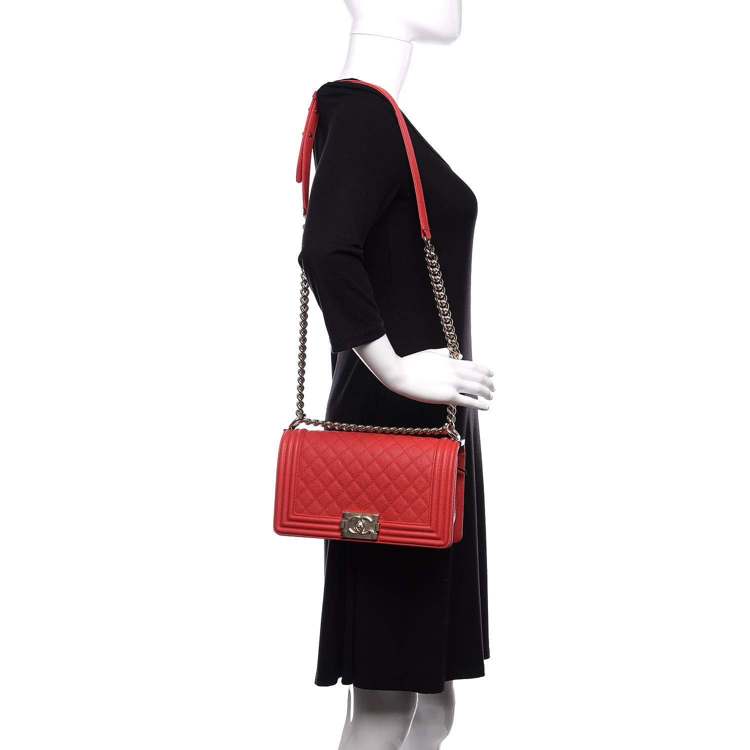 Chanel Caviar Quilted Medium Boy Flap Red 2 of 11
