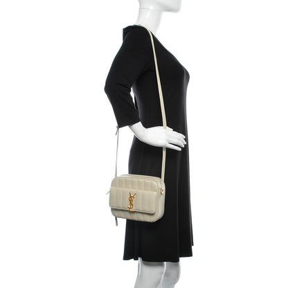 Saint Laurent Lambskin Matelasse Monogram Vicky Camera Bag White 2 of 8