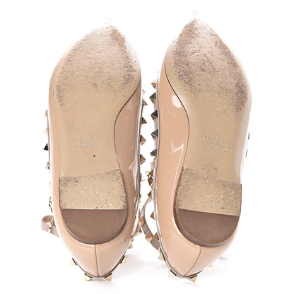 Valentino Garavani Patent Rockstud Cage Ballerina Flats 37 Poudre 9 of 13
